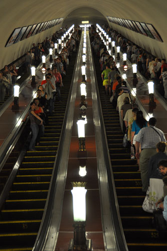 Long, fast escalator